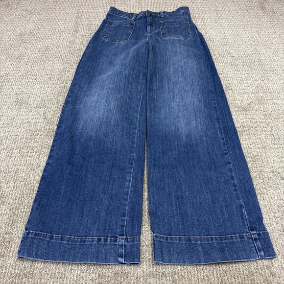 Banana Republic Jeans High Rise Wide Leg Blue Pockets Women’s Size 0 Petite - Picture 1 of 12